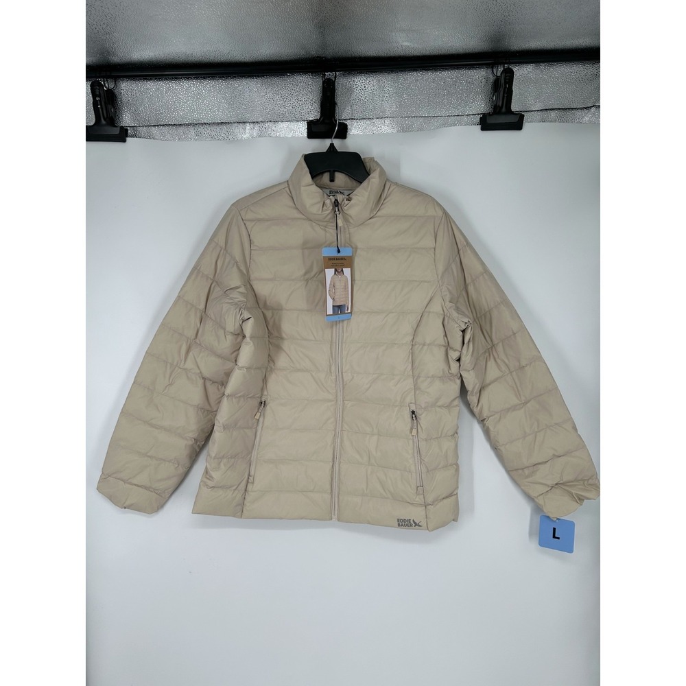 Eddie‎ Bauer Packable Down 650 Jacket Cream Insulated Puffer EB650 Womens Large